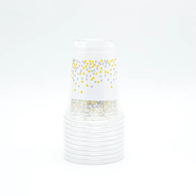  Einweg-Kalttrinkbecher aus Kunststoff, 8 Unzen, 16 Unzen, 32 Unzen, durchsichtige Einweg-Plastikbecher mit bedruckten Heißgetränke-Trinkbechern aus Kunststoff